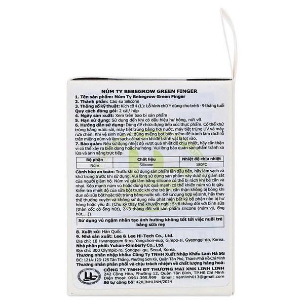 Núm ty bình sữa Greenfinger Bebegrow - Size L (6-9 tháng) - Set 2