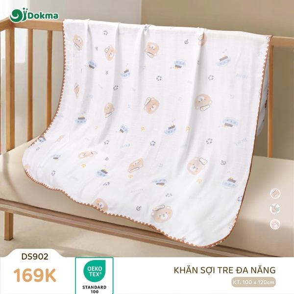 Khăn sợi tre đa năng Dokma DS902 (Họa tiết ngẫu nhiên)
