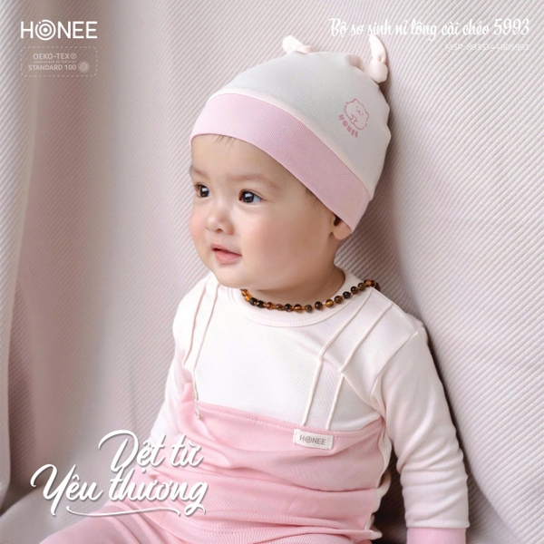 Bộ sơ sinh nỉ lông cài chéo Honee 5993