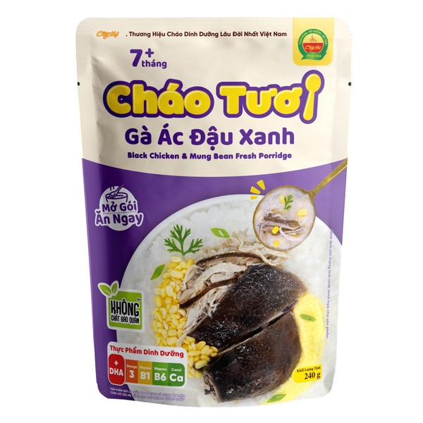 Cháo tươi Cây Thị Gà Ác Đậu Xanh 240g cho bé trên 7 tháng