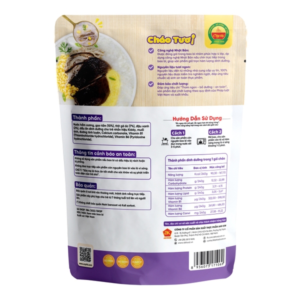 Cháo tươi Cây Thị Gà Ác Đậu Xanh 240g cho bé trên 7 tháng