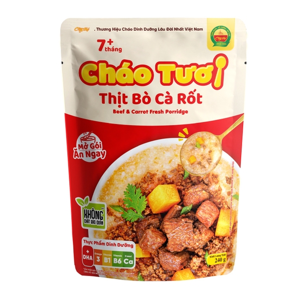 Cháo tươi Cây Thị Thịt Bò Cà Rốt 240g cho bé trên 7 tháng