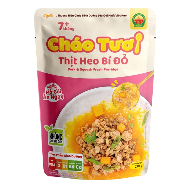 Cháo tươi Cây Thị Thịt Heo Bí Đỏ 240g cho bé trên 7 tháng