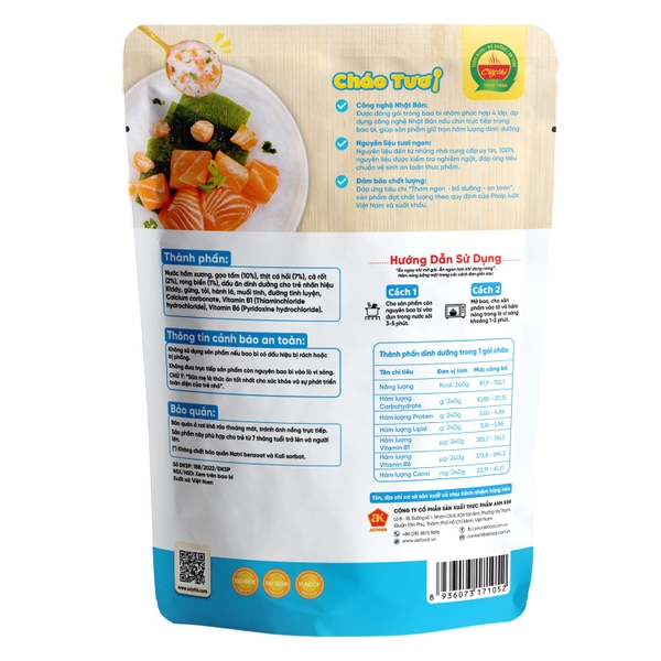 Cháo tươi Cây Thị Cá Hồi Rong Biển 240g cho bé trên 7 tháng