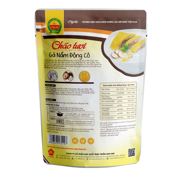 Cháo tươi Cây Thị Gà Nấm Đông Cô 240g cho bé trên 7 tháng