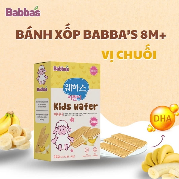 Bánh xốp Babba's vị Chuối (42g) cho bé 8M+