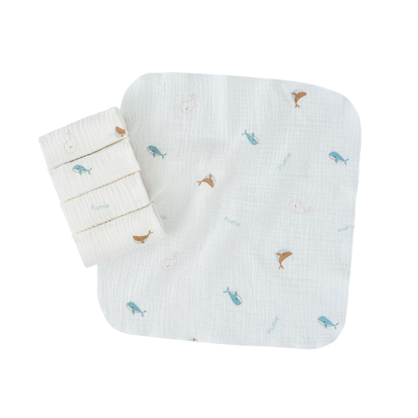 Hộp 5 khăn sữa Muslin Piumie 2 lớp - Piu Muslin (30x30CM)