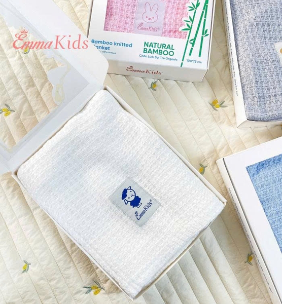 Chăn Lưới Sợi Tre Organic Cao cấp Emmakids 75x100cm (màu ngẫu nhiên)