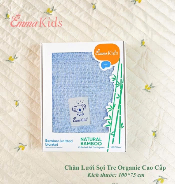 Chăn Lưới Sợi Tre Organic Cao cấp Emmakids 75x100cm (màu ngẫu nhiên)