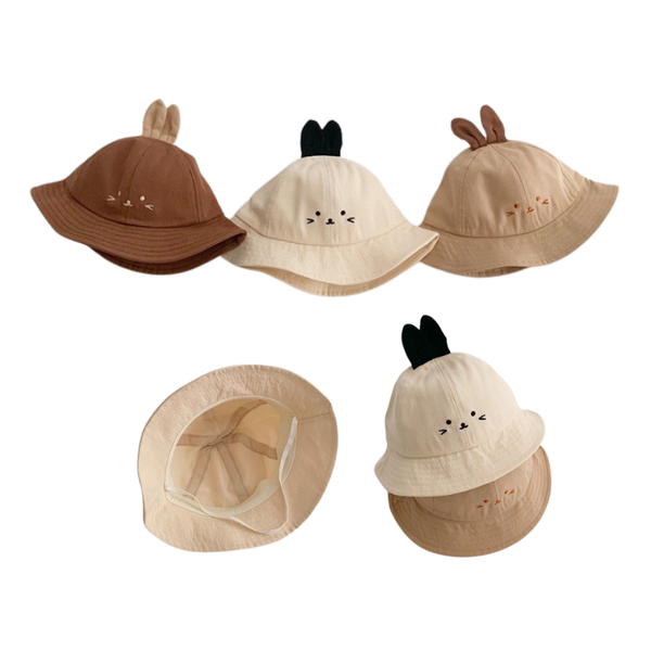 Mũ vành thêu tai thỏ cho bé từ 1-3Y (màu ngẫu nhiên)