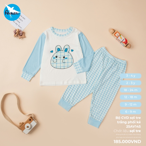 ('C7) Bộ CVD sợi tre trắng phối kẻ Avaler 25AV145