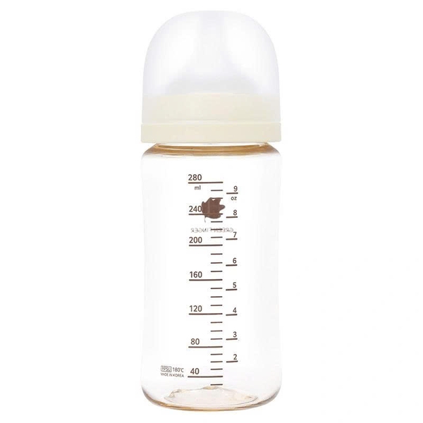 Bình sữa Greenfinger Bebegrow PPSU 280ml kèm núm (Màu kem)