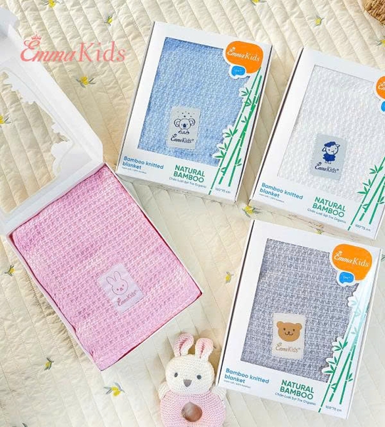 Chăn Lưới Sợi Tre Organic Cao cấp Emmakids 75x100cm (màu ngẫu nhiên)