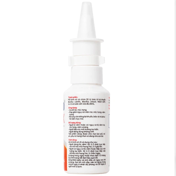 Bào Tử Lợi Khuẩn LiveSpo Navax Dạng Xịt Giúp Giảm Nguy Cơ Viêm Đường Tai, Mũi, Họng 20ml (mọi lứa tuổi)