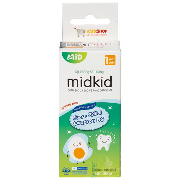 Xịt chống sâu răng Midkid 30ml DK Pharma hương nho
