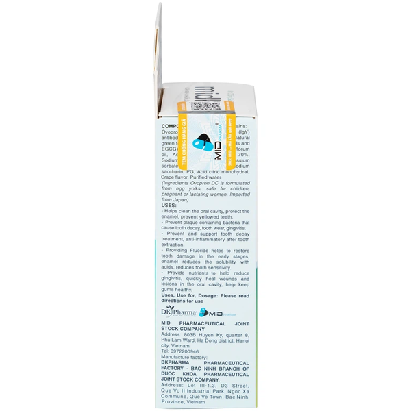 Xịt chống sâu răng Midkid 30ml DK Pharma hương nho