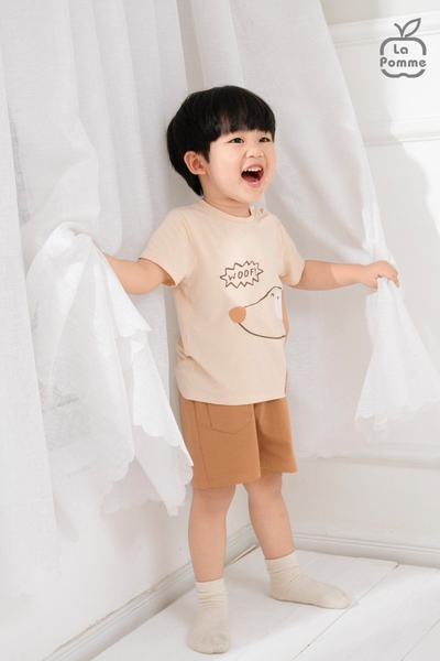 Bộ cộc tay La Pomme đôi tai của cún con (Màu Be)