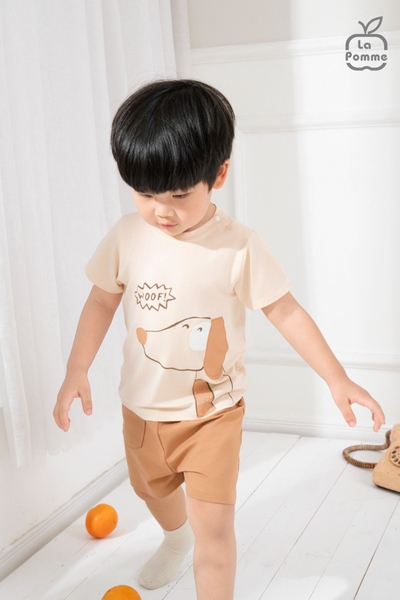 Bộ cộc tay La Pomme đôi tai của cún con (Màu Be)