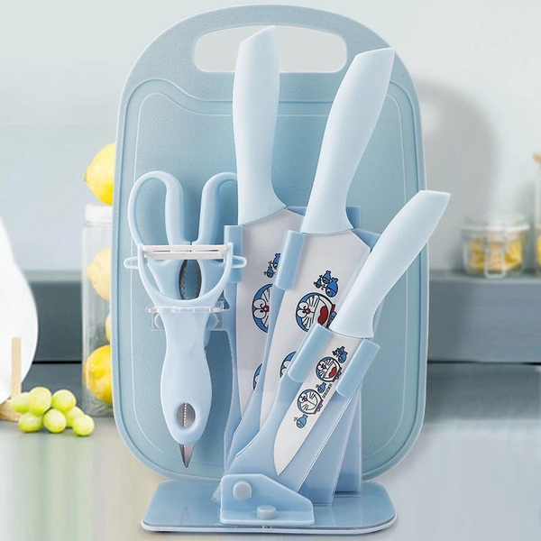 Bộ dao thớt Doraemon và Hello kitty 7 món