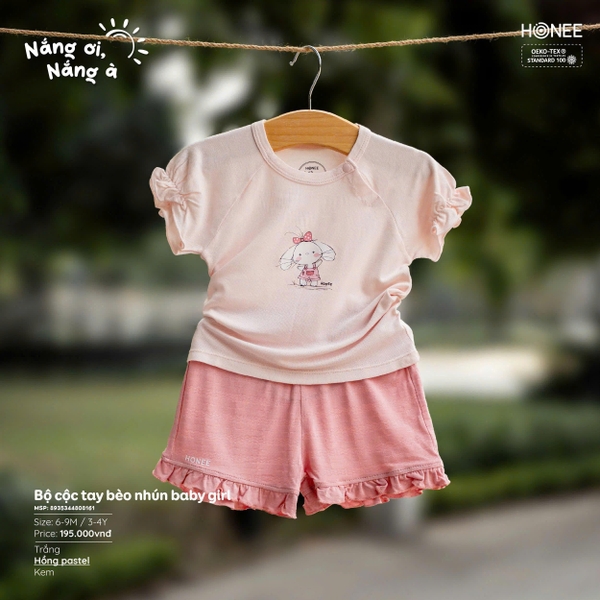 (C3.5) Bộ cộc tay bèo nhún Baby Girl 8161 Honee