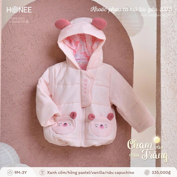 Áo khoác phao có mũ túi gấu Honee 5375