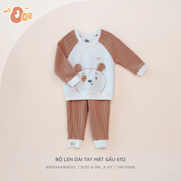 Bộ len dài tay mặt gấu 6112 OOE