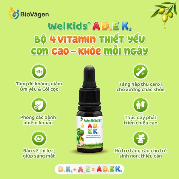 Vitamin tổng hợp WelKids ADEK 10ml  - Ba Lan (0M+)