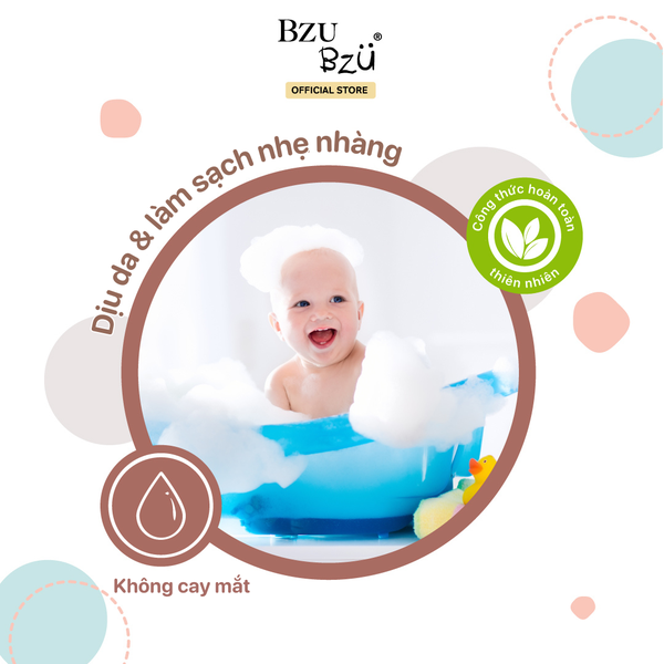 Sữa tắm gội toàn thân cho bé Bzu Bzu chiết xuất yến mạch và sữa 600ml (0M+)