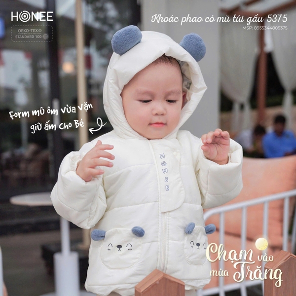 Áo khoác phao có mũ túi gấu Honee 5375