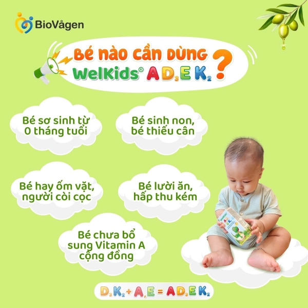 Vitamin tổng hợp WelKids ADEK 10ml  - Ba Lan (0M+)
