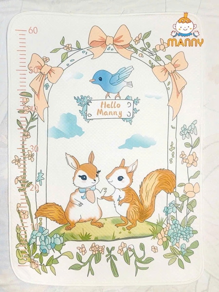 Lót tè chống thấm cổ tích 4D cotton cao cấp Manny 50x70cm (họa tiết cổ tích)