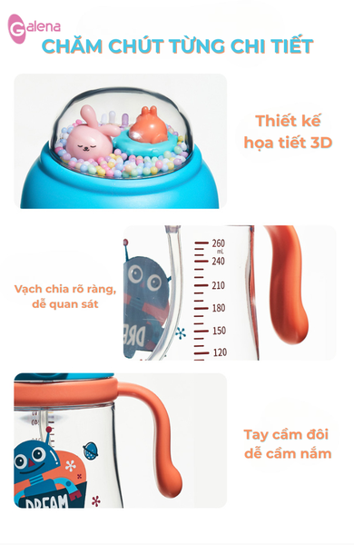 Bình tập uống GALENA 260ML GA-B02 (MẪU MỚI) - Dung tích tối đa 330ml