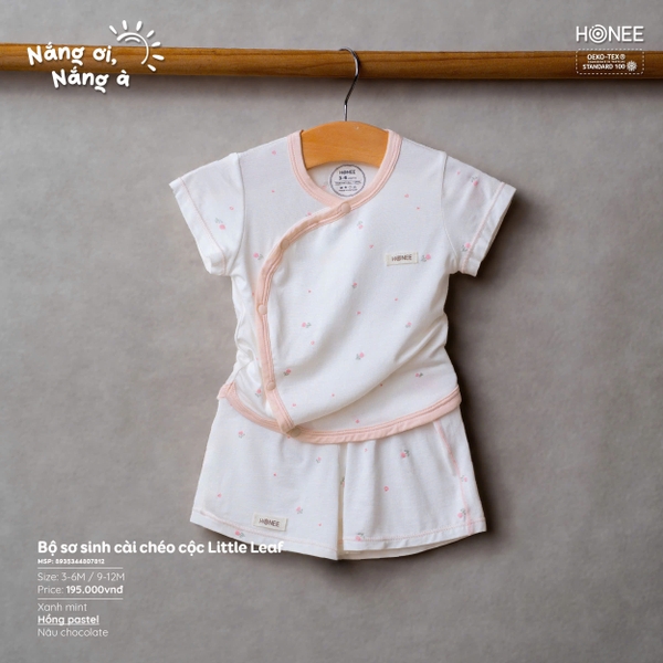 (C2.5) Bộ sơ sinh cài chéo cộc Little Leaf 7812 Honee