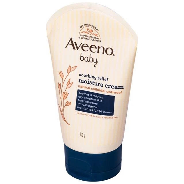 Kem dưỡng ẩm cho da nhạy cảm, khô ngứa Aveeno Baby Smoothing Relief Moisture Cream 100g (0M+)