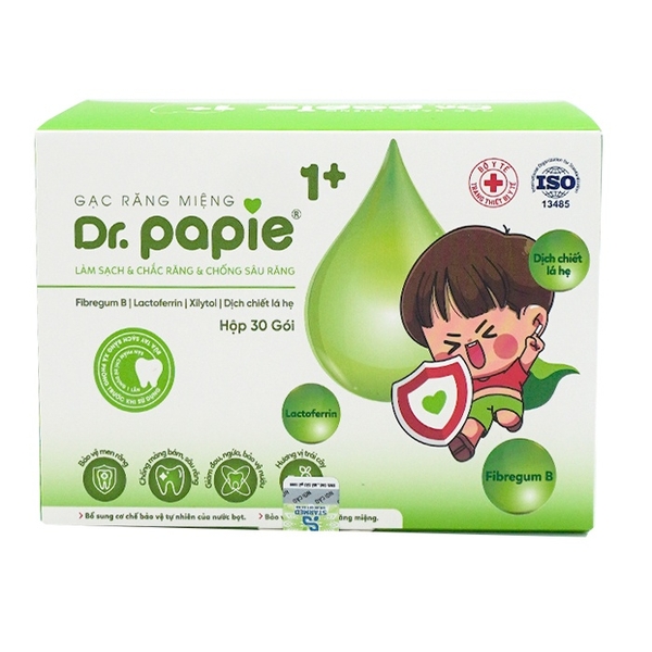 Gạc chống sâu sún răng Dr.Papie 1+ (30 gói)