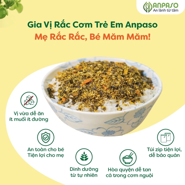 Gia vị rắc cơm trẻ em vị rong biển và hạt Anpaso 35g
