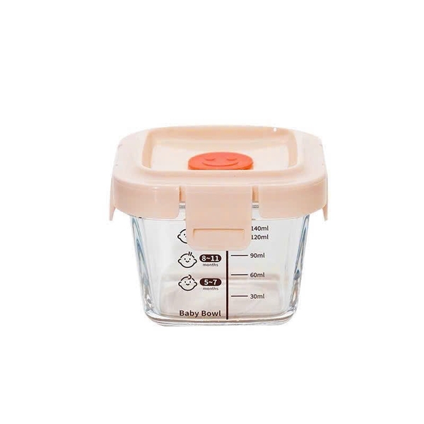 Hộp trữ đông thủy tinh hình mặt cười có vạch chia 140ml