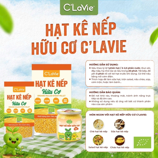 Hạt kê nếp hữu cơ C’LaVie 110g