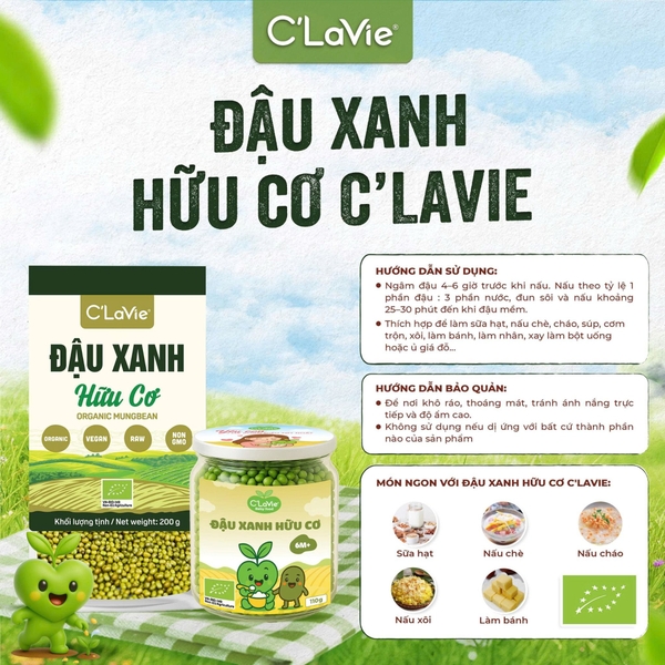 Đậu xanh hữu cơ C'LaVie 110g