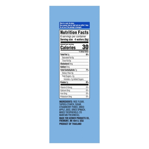 Bánh gạo ăn dặm Gerber vị Dâu Táo Cải Bó Xôi 48g (cho bé trên 7 tháng)