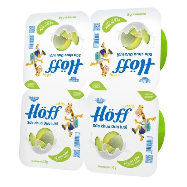 Sữa chua hoa quả Hoff vị dưa lưới vỉ 4x55g (6M+)