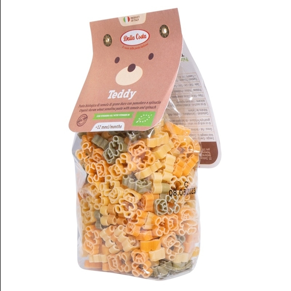Nui ăn dặm rau củ hữu cơ Dalla Costa 200g hình gấu Teddy (12M+)