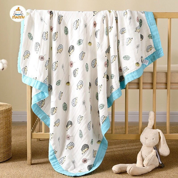 Chăn Bo Viền 4 lớp Sợi Tre MANNY 110x130cm (họa tiết ngẫu nhiên)