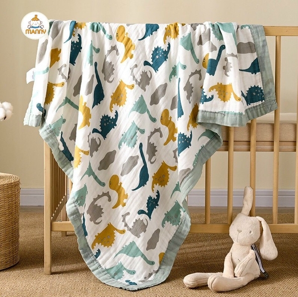 Chăn Bo Viền 4 lớp Sợi Tre MANNY 110x130cm (họa tiết ngẫu nhiên)