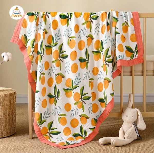 Chăn Bo Viền 4 lớp Sợi Tre MANNY 110x130cm (họa tiết ngẫu nhiên)