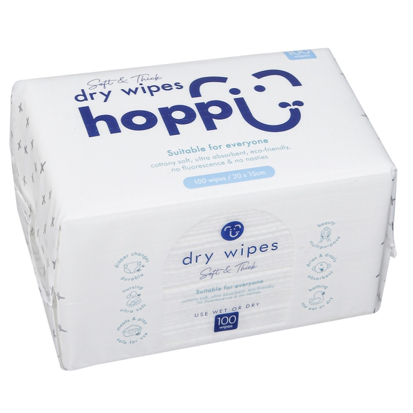 Khăn khô đa năng cotton Hoppi Premium 100 tờ
