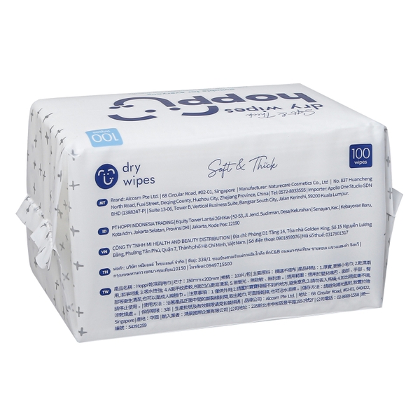 Khăn khô đa năng cotton Hoppi Premium 100 tờ