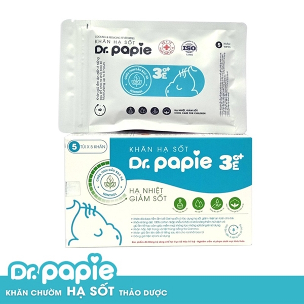 Khăn lau hạ sốt Dr.Papie cho bé 3M+