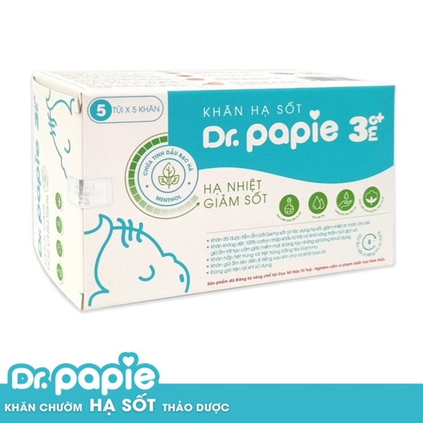 Khăn lau hạ sốt Dr.Papie cho bé 3M+