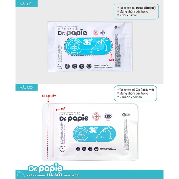 Khăn lau hạ sốt Dr.Papie cho bé 3M+